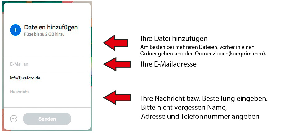 Anleitung Transfer per Wetransfer